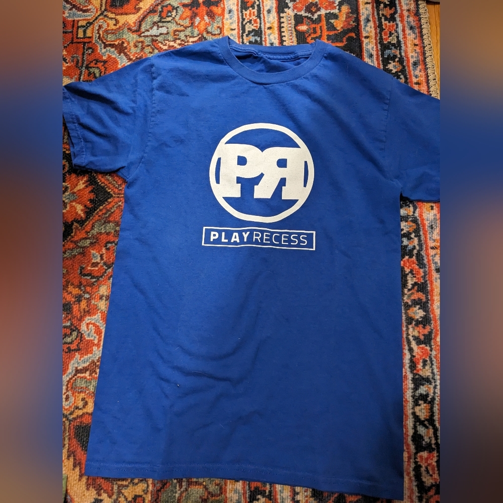 Royal blue play recess tee. Small